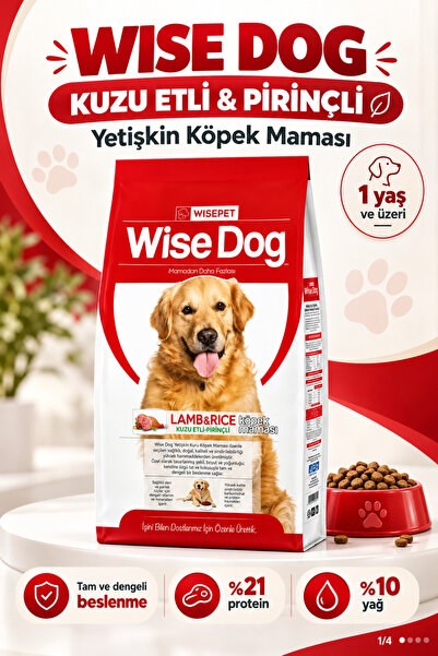 wise dog Kuzu Etli Ve Pirinçli Yetişkin Köpek Maması 15 Kg