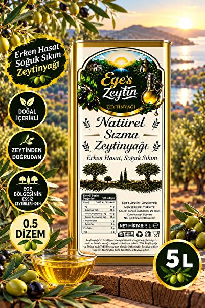 Ege's Zeytin Zeytinyağı Erken Hasat Soğuk Sıkım Zeytinyağı – 0.5 Dizem