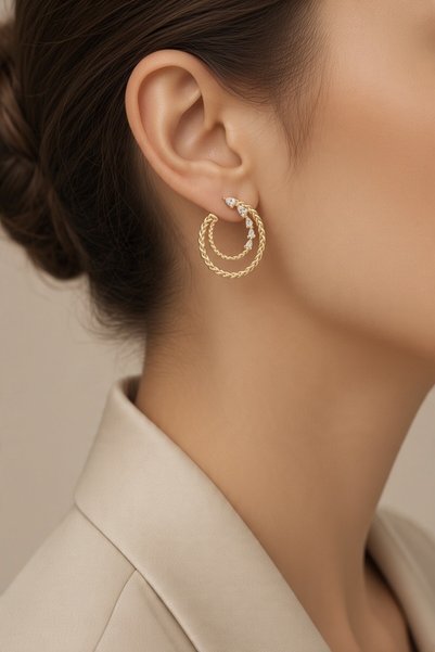 XUPING JEWELRY Style Pearl/Xuping Jewelry Double Spiral Zircon Stone Earrings