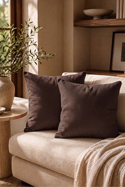 desenizmir Double Sided Decorative Throw Pillow Cover Brown 2-Piece