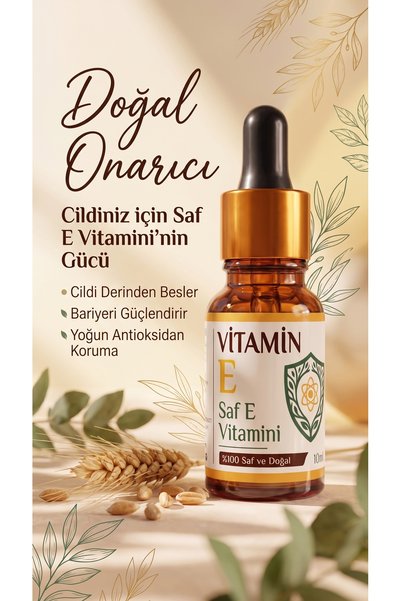 aktarloji Vitamin E 10 ml Pure, Additive-Free and 100% Natural - Vitamin E Oil for Nourishing Eyebrows, Eyelashes, Nails and Hair