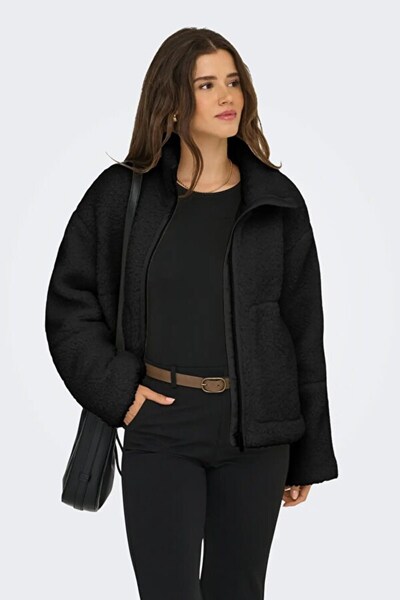 ONLY ONLASPEN TEDDY JACKET OTW Siyah Kadın Ceket 15349400