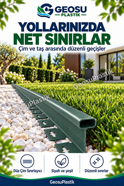 GEOSU TEKNİK YALITIM GEOSU YEŞİL DÜZ PEYZAJ SINIRLAYICI 25 METRE ( 8 x 2,5 M)...
