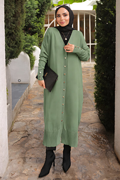 İmajButik Cardigan verde din tricotaje din fire răcoroase