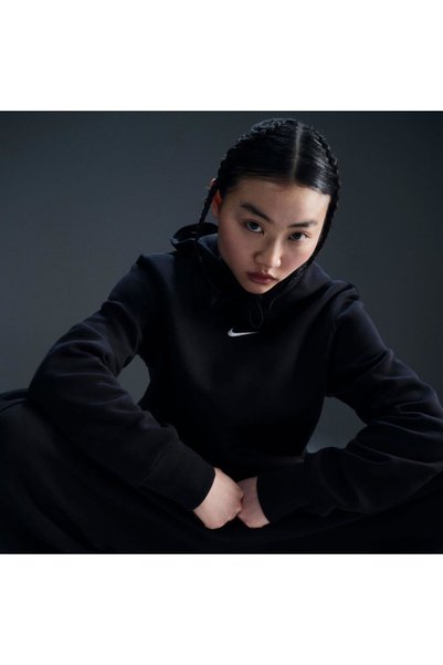 Nike W NSW PHNX FLC STD PO HOODIE Siyah Kadın Sweatshirt HF6839-010