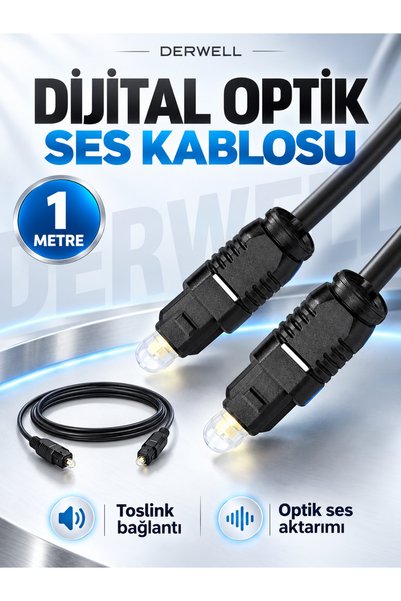 Derwell Fiber Dijital Optik 1 Metre Optic Sinema Sistemi Ses Kablosu Yüksek K...