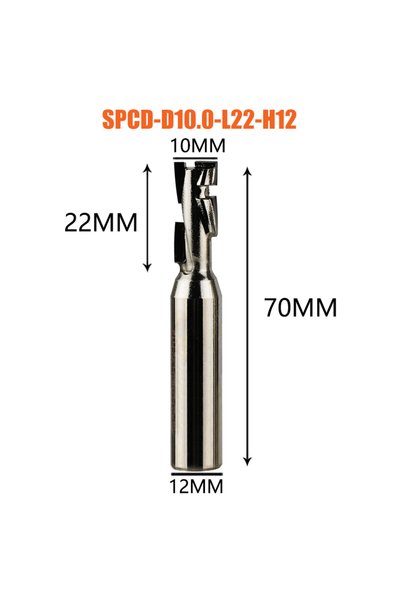 Choice SPCD-D10.0-L22-H12 Dreanique 1pc PCD Tipped Spiral Woodworking Router ...