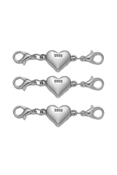 Choice Rhodium 5pcs Heart Shape Locking Magnetic Jewelry Clasp Round Necklace...