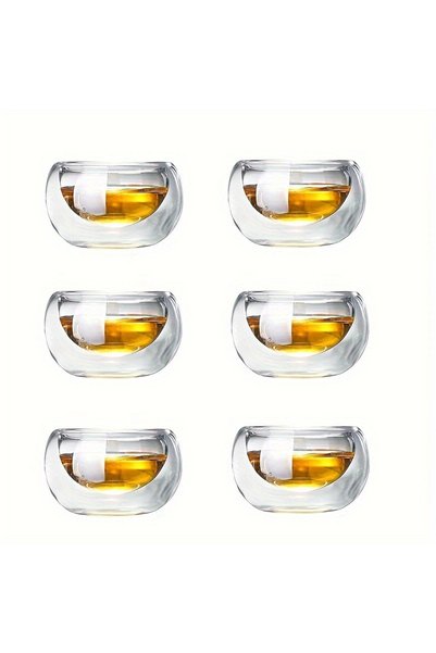 Choice 50ml 6 Cups 4/6pcs 50ml Shot Glass Teacups Double Wall Glasses Tea Cup...