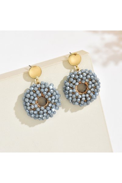 Choice Grayish blue Handmade round Bead Earrings Fashionable Minimalist Desig...