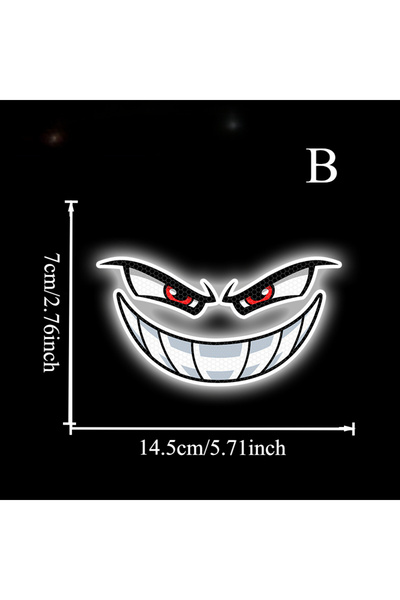 choice2 B Reflective Car Stickers, Night Light Warning, Devil Smiling Face, E...