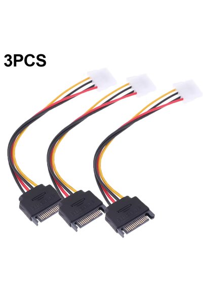 Choice3 3 قطع كابل طاقة SATA بـ 4 دبابيس أنثى من نوع Molex IDE إلى 15 دبوس ذك...