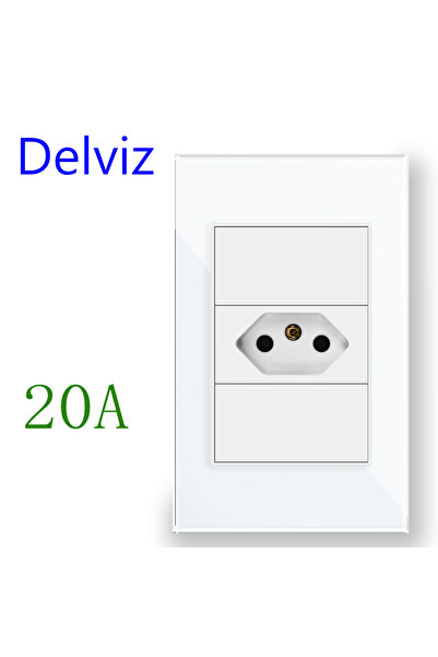 Choice 110-250V White ( 20A ) Delviz Brazil Standard Power Outlet,10A/20A 1 P...