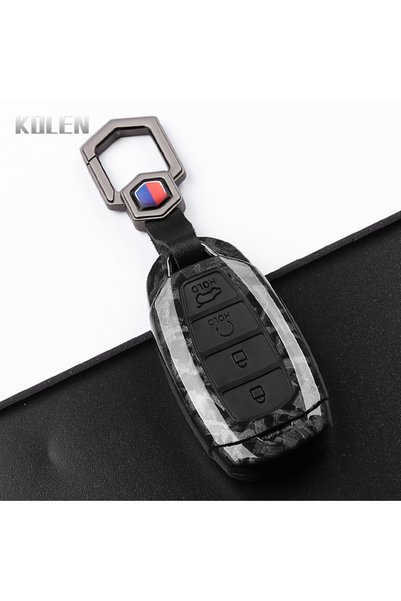 Choice22 A4C F-Carbon Set ABS Carbon Fiber Style Car Key Case Cover For Hyund...