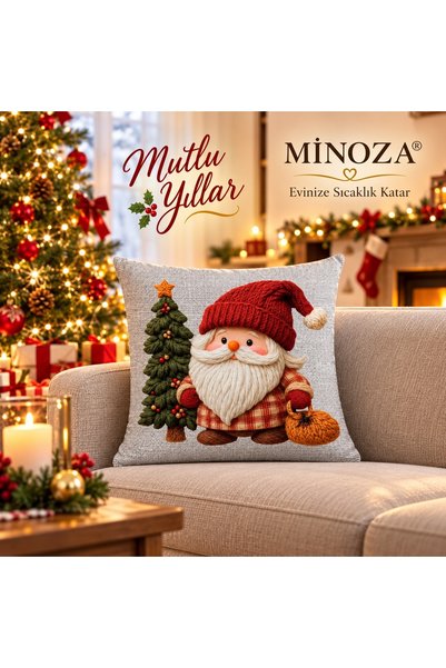 MİNOZA Digital Printed Christmas Patterned Decorative Throw Pillow Cover