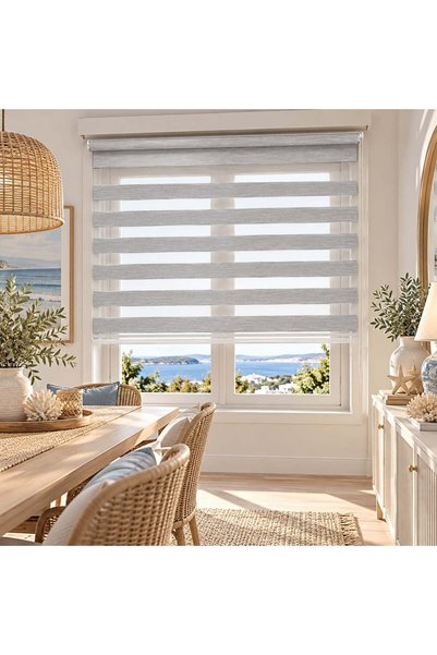 İREMKARAHOME Bambu Raks Açık Gri Zebra Perde