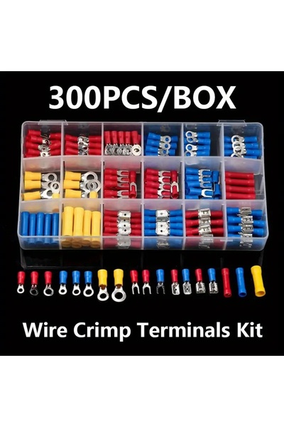 Choice 300pcs Boxed Electrical Wire Crimp Connector Kit - Insulated Spade, Bu...