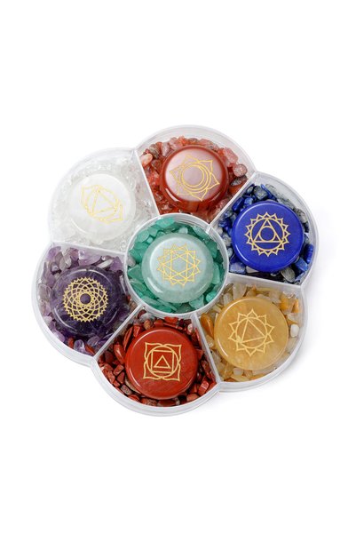 Choice3 Set A-Round 1box/set 7 Chakra Stones Natural Crystals Gemstones with ...