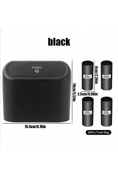 Choice4 Black Kit Car Trash Can with Lid - 4 Rolls of Garbage Bag, Leak-Proof...