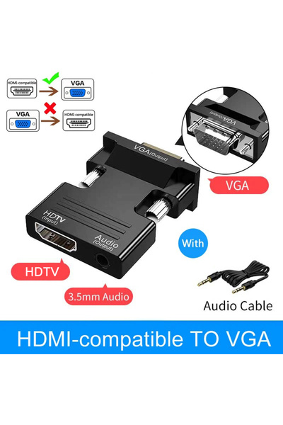 Choice محول HDTV إلى VGA بدقة 1080 بكسل من ذكر VGA إلى أنثى متوافق مع HDMI مع...