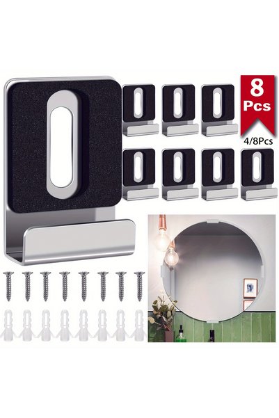 Choice 8Pcs 4/8Pcs Stainless Steel Mirror Holders for Wall Mounting Mirror Br...