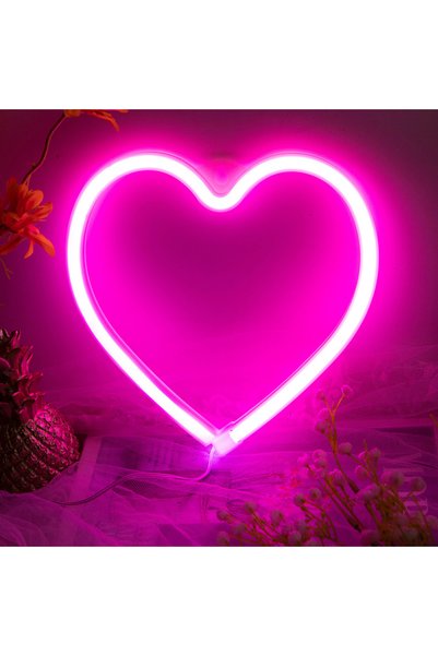 Choice Pink 1PC Neon Heart Lights Pink Heart Neon Sign Heart Led Light Led He...