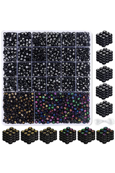 Choice black 1020PCS A-Z Alphabet Beads 3 Colors Black round Jewelry Making S...