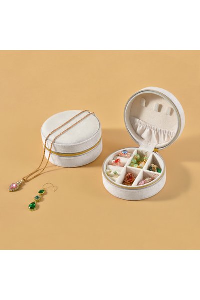 Choice White Velvet Travel Jewelry Organizer Box - Anti-Scratch Soft Lining f...