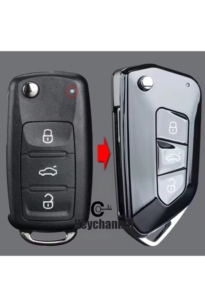 choice2 غطاء مفتاح سيارة سكودا بثلاثة أزرار، غطاء مفتاح قابل للطي بتصميم جولف...