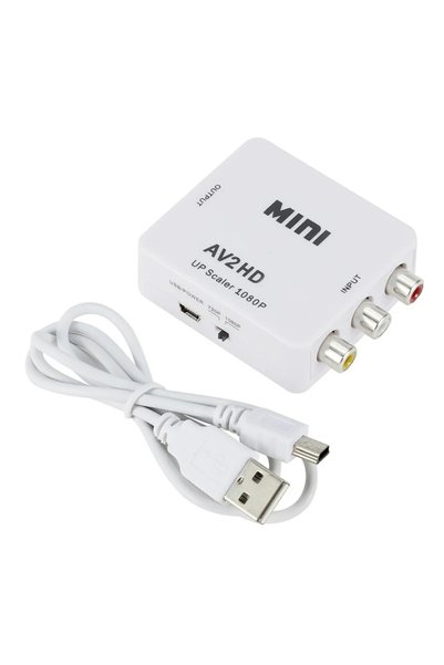 Choice محول أبيض متوافق مع AV إلى HDMI عالي الدقة 1080 بكسل RCA AV إلى HDMI-c...
