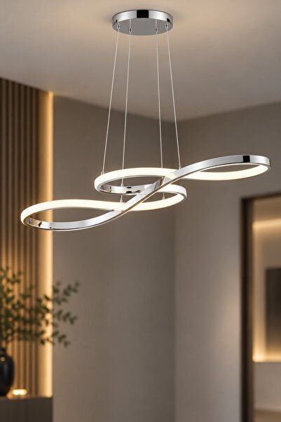 İstanbul Avize İstanbul Avize Nota Gümüş Kumandalı Lüx Led Modern Ledli Avize