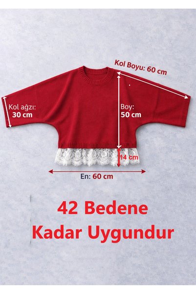 3B Stil Dantelli Yarasa Kol Kazak