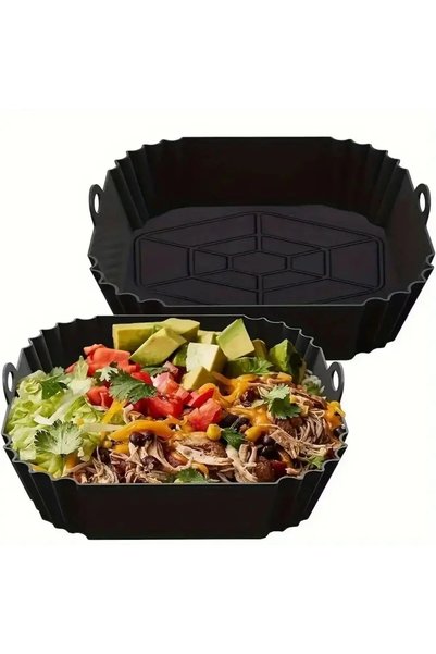 Choice black 1pc Reusable Silicone Air Fryer Liner—Foldable, Non-stick Baking...