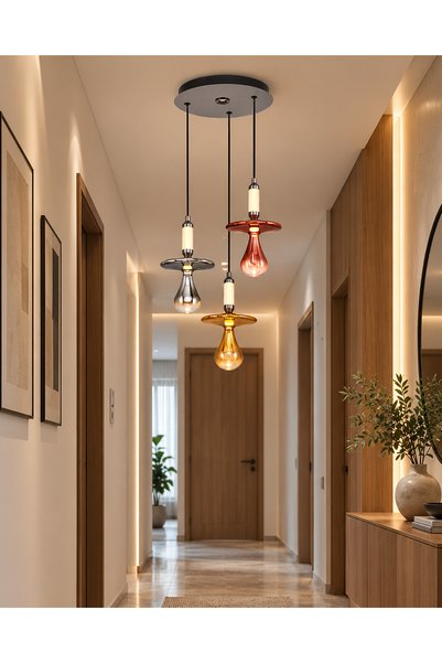 Özcan Aydınlatma 2887-3A-28 Luxx 3'lü Sarkıt Renkli