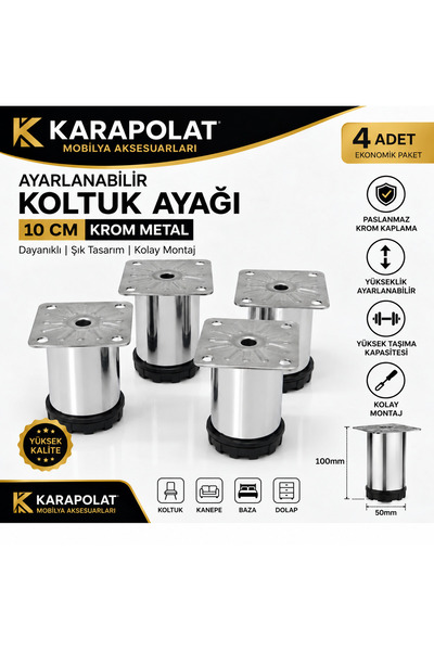 KARAPOLAT Picioare reglabile de 10 cm pentru mobilier, canapea, bază, scaun, ...