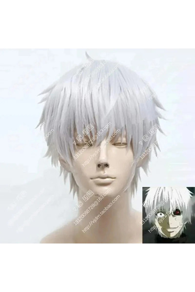 Choice GRAY Hot sale Cosplay Wig Tokyo Ghoul Kaneki Ken Short Silver White Hi...