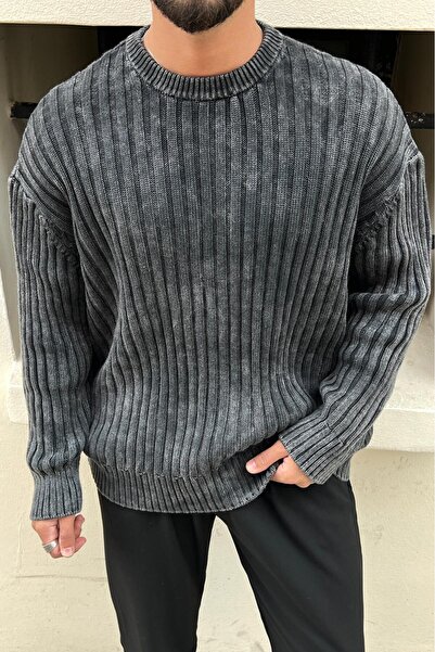 OUTFİT MAN Pulover oversize cu textură voluminoasă, lavabil, negru