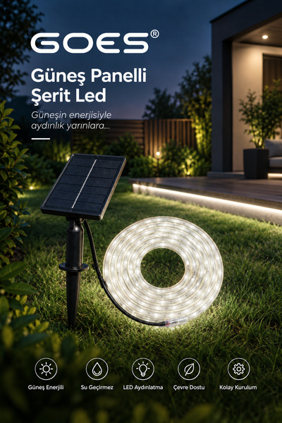 Goes Güneş Panelli Dekoratif Su Geçirmez Modern Solar Şerit Led ve Dış Mekan ...