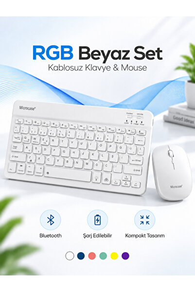 Lisinya RGB Kablosuz Klavye Mouse Seti Beyaz