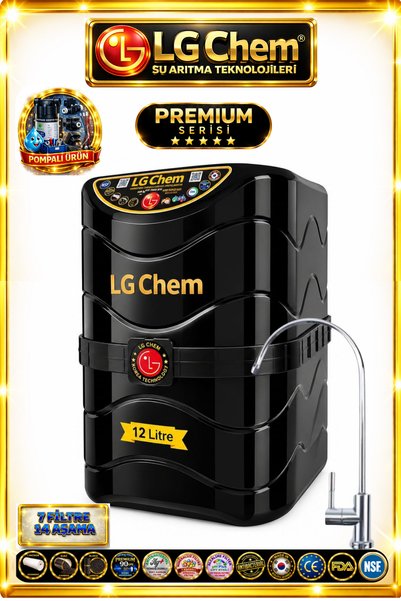 LG Chem PREMIUM SERIES POMPALI 7 Filtre 14 Aşama 12 Litre SİYAH RENK Su Arıtm...