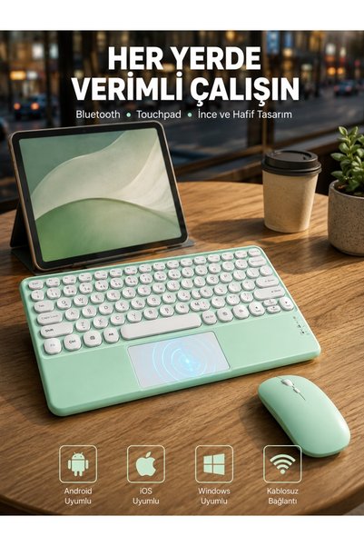 Lisinya Bluetooth Touchpad Klavye Ultra İnce Taşınabilir Q Klavye Yeni Nesil -