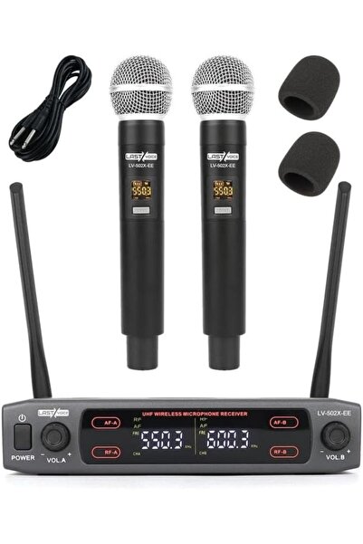 TinyBox Lastvoice Lv-502EE UHF Dijital 2x24 Kanal Çiftli EL Telsiz Kablosuz Mikrofon