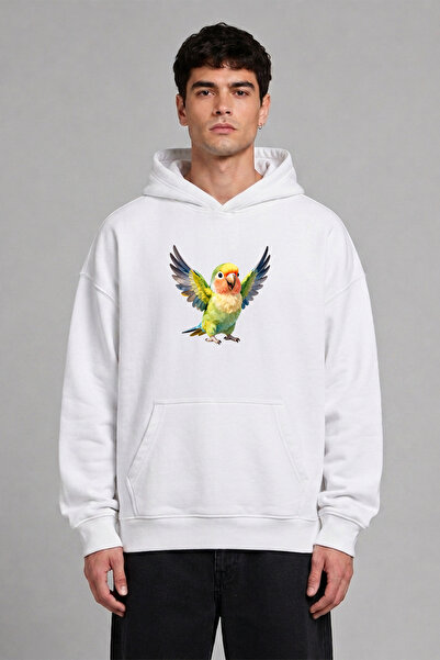 VSRN Φούτερ με κουκούλα Cici Bird Design με προεκτυπωμένο σχέδιο, λευκό, μεγά...