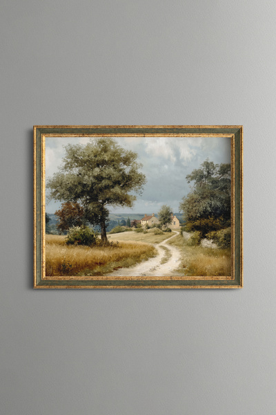 epiqart الطريق الوعر المتموج بين الأشجار - لوحة بنمط عتيق - نموذج رفيع