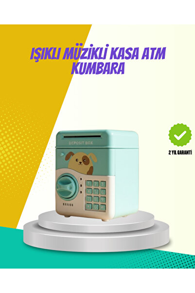 ATM Görünümlü Su Yeşili Otomatik Para Çeken Şifreli Kumbara