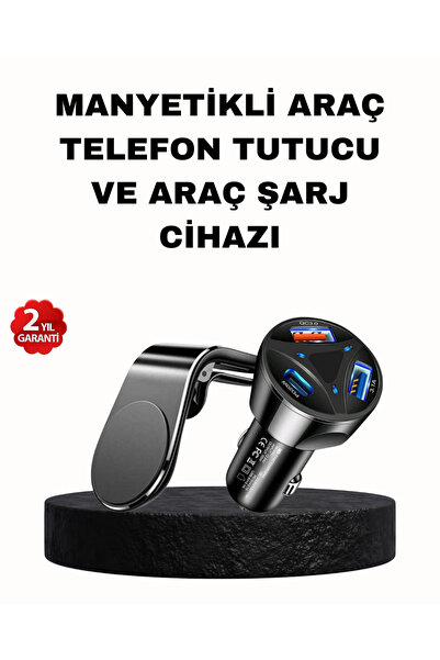 StepCo Manyetik Araç Telefon Tutucu ve Hızlı Şarj Adaptörü 2’li Set