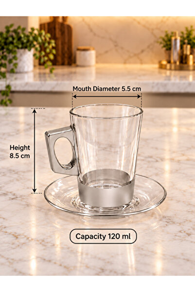AR HOME 12 Piece Glass Tea Set-silver series