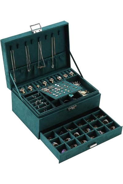 Homarket Jewelry Box for Women Girls Wife 2 Layers Jewelry Organizer with Rem...