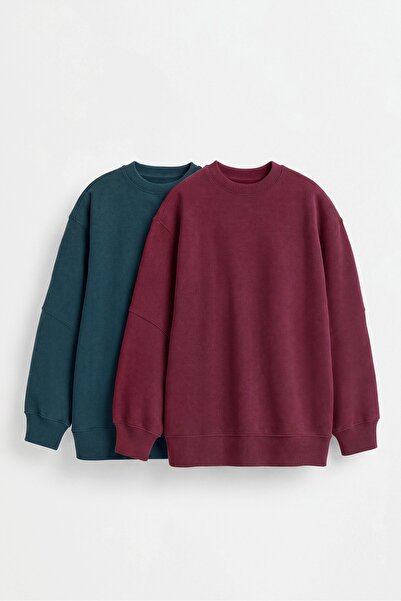 LEFTIES ERKEK ÇOCUK 2'li düz renkli pelüş sweatshirt paketi