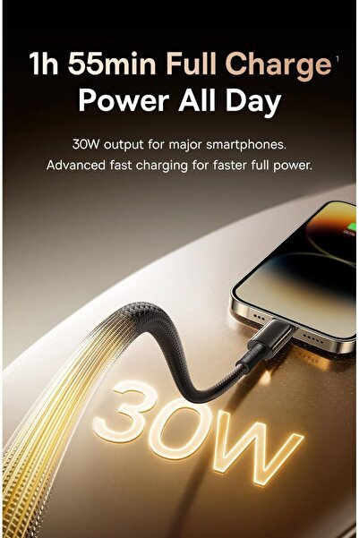 TAKYAKIŞTIR Tungsten Gold Air 30W Type-C to Lightning (iP) Hızlı Şarj ve Veri Aktarım Kablosu, PD Destekli Örgül